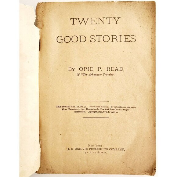 1892 Victorian Paperback Twenty Good Stories Opie Read Sunset Series No 32 C82 - Picture 3 of 6